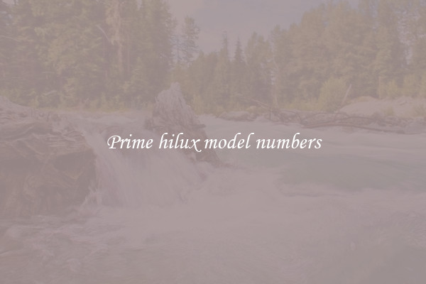 Prime hilux model numbers
