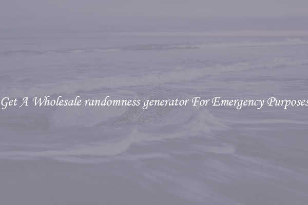 Get A Wholesale randomness generator For Emergency Purposes